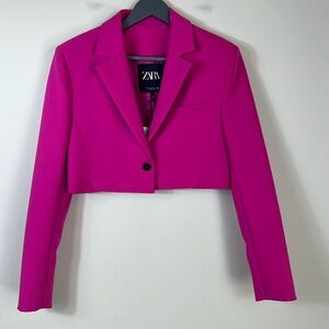 Zara Hot Pink Blazer Cropped NWT Size Medium